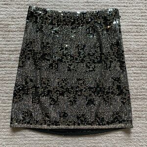 Sherri Hill Sequin Skirt Black Silver NWOT Size 6